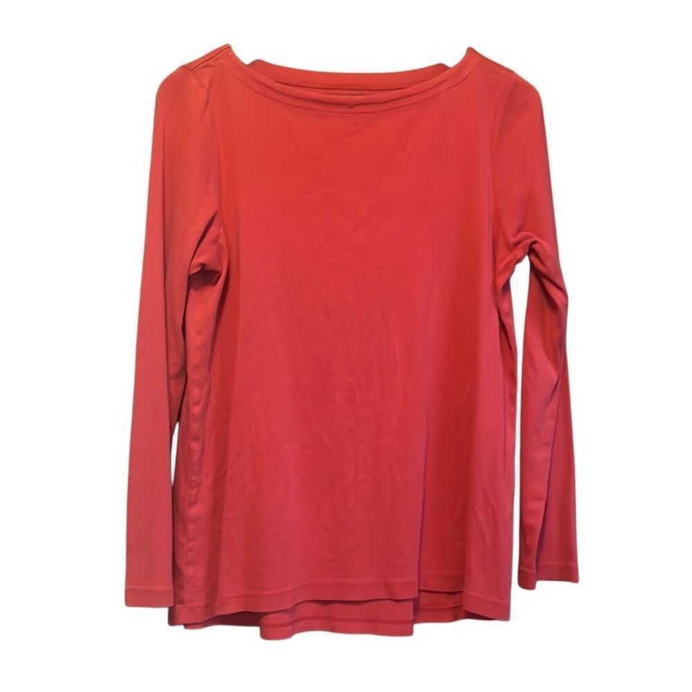 J Jill Perfect Pima‎ Coral Boat Neck Long Sleeve Tee Shirt